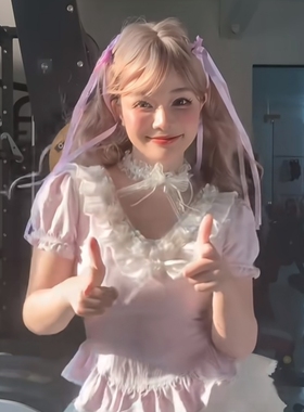 蓝色蝴蝶结蕾丝项链配饰锁骨链