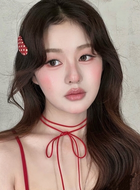 红色简约系带蝴蝶结choker项圈