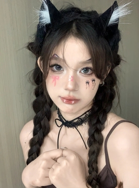 纯欲复古黑色蕾丝choker韩系短款