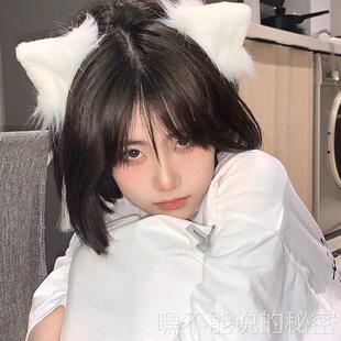 毛绒对夹小猫咪猫耳朵头饰可爱猫耳发箍兔耳朵发夹兽耳发卡发饰女