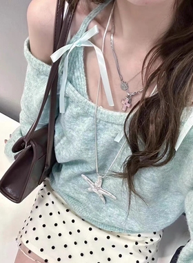 美式复古辣妹银色海星项链海边