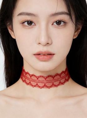 超仙仙女森系辣妹choker酒红项圈