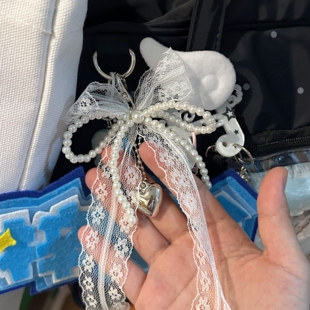 韩系ins风芭蕾女孩蕾丝蝴蝶结飘带挂件新款包包挂链钥匙扣挂饰潮