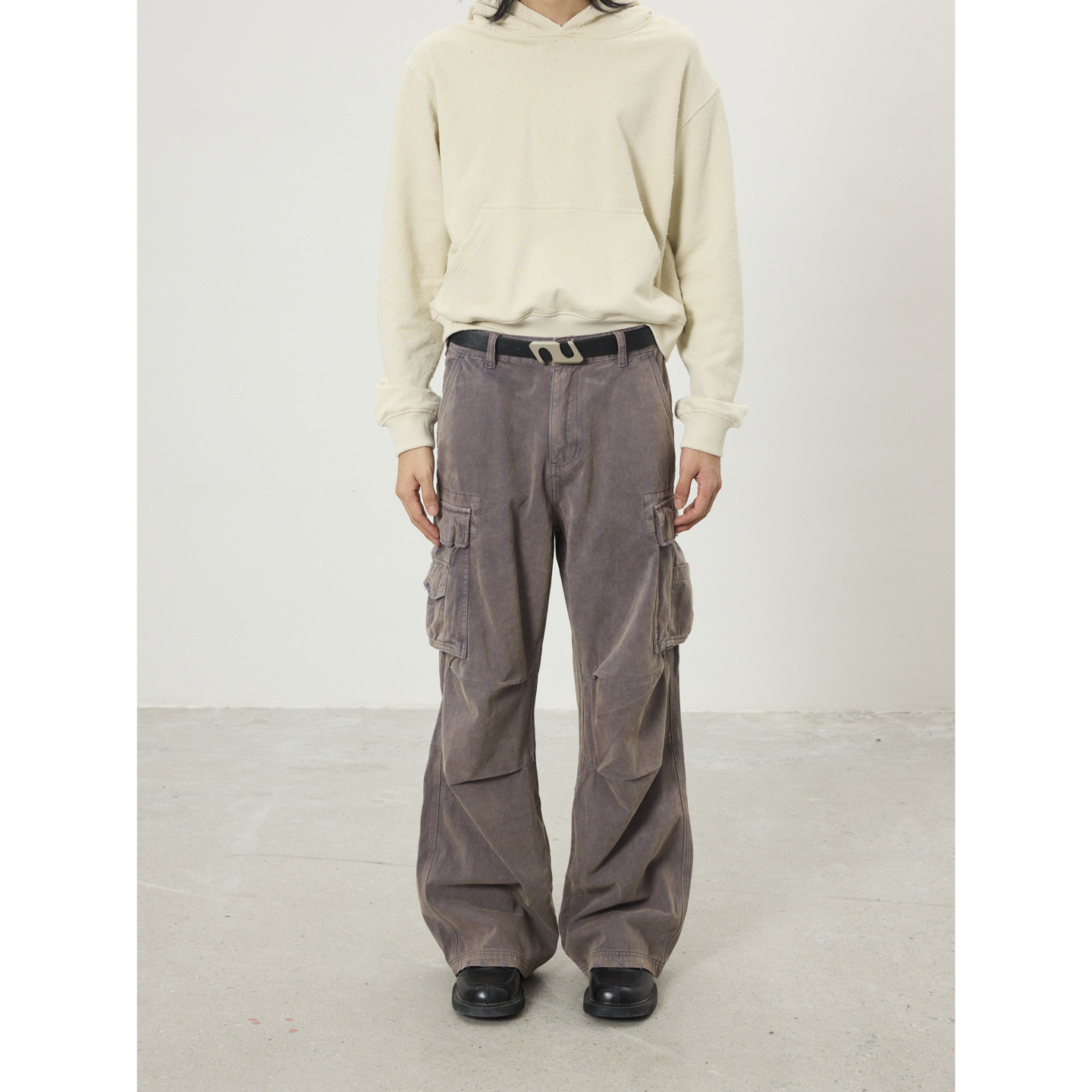 美式复古cleanfit灰色连帽卫衣