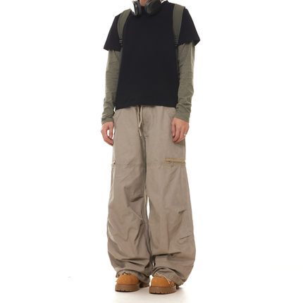 BTSG美式机能拉链抽绳工装伞兵裤街头复古男女垂感宽松阔腿休闲裤