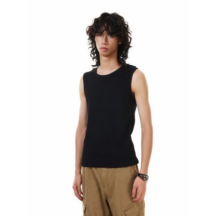 BTSG“坑条修身显壮透气螺纹弹力背心”夏季运动吸汗健身无袖T恤