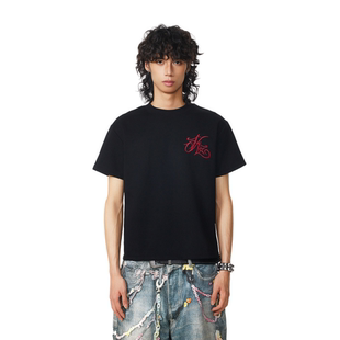 BTSG美式 潮 复古刺绣字母嘻哈正肩短宽T恤boxy空气层百搭男女短袖