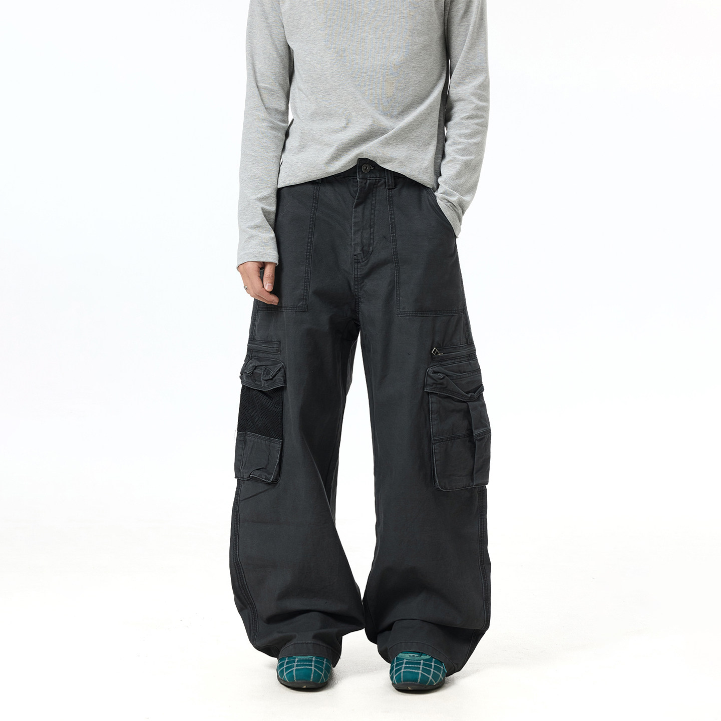 BTSG vintage水洗高级灰立体口袋工装裤Cleanfit复古宽松弯刀裤男,男装,时尚工装裤,淘宝优惠券,粉丝福利购,淘宝优惠卷