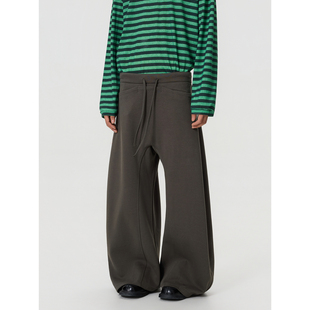 子 设计感男女宽松阔腿休闲裤 BTSG 复古弧形结构拼接抽绳弯刀卫裤