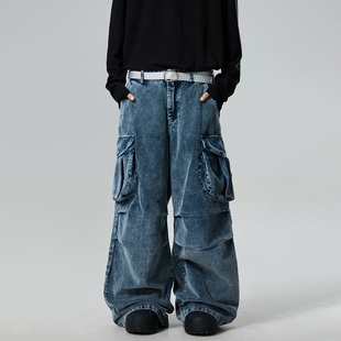 男 vintage复古打褶法工裤 BTSG重水洗立体多口袋加厚灯芯绒工装 裤