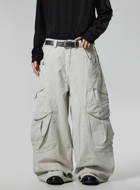 BTSG小众解构设计感立体廓形多口袋工装裤高级感层次褶皱阔腿裤子