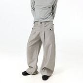 BTSG高级感复古前插设计感纽扣阔腿休闲裤 Cleanfit宽松弯刀西裤 男