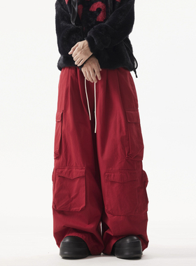 BTSG美式复古hiphop多口袋阔腿工装裤小众街舞嘻哈宽松男女休闲裤