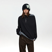 T恤复古休闲通勤百搭打底衫 BTSG美式 设计感结构撞色拼接长袖 上衣