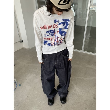 BTSG美式复古小众Cleanfit涂鸦长袖T恤vintage混纺防晒男女打底衫