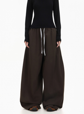 BTSG美式复古结构垂感廓形弯刀卫裤Cleanfit宽松阔腿休闲运动裤男