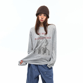 复古竹节凉感忧郁女人长袖 T恤 美式 BTSG vintage痞帅百搭上衣罩衫