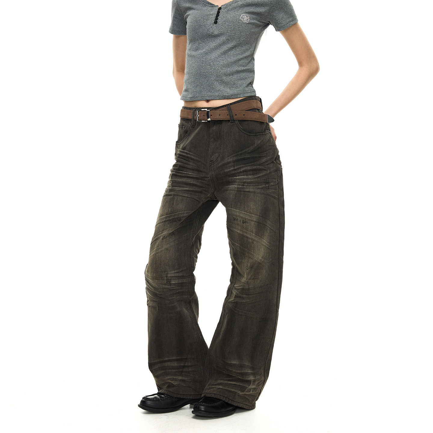 BTSG 重工水洗做旧擦脏立体压皱阔腿牛仔裤Baggy猫须街头宽松裤子,男装,牛仔裤,淘宝优惠券,粉丝福利购,淘宝优惠卷