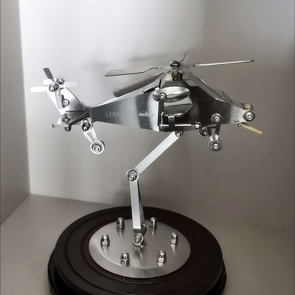 不绣钢直升机金属飞机摆件礼品