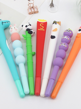 熊猫可爱硅胶中性笔0.5黑色水笔动物造型针管学生礼物创意签字笔