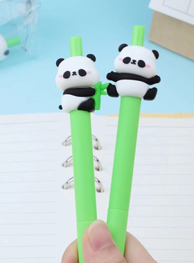 卡通按动中性笔女生款学生用高颜值黑笔ins日系水笔黑色0.5按动笔