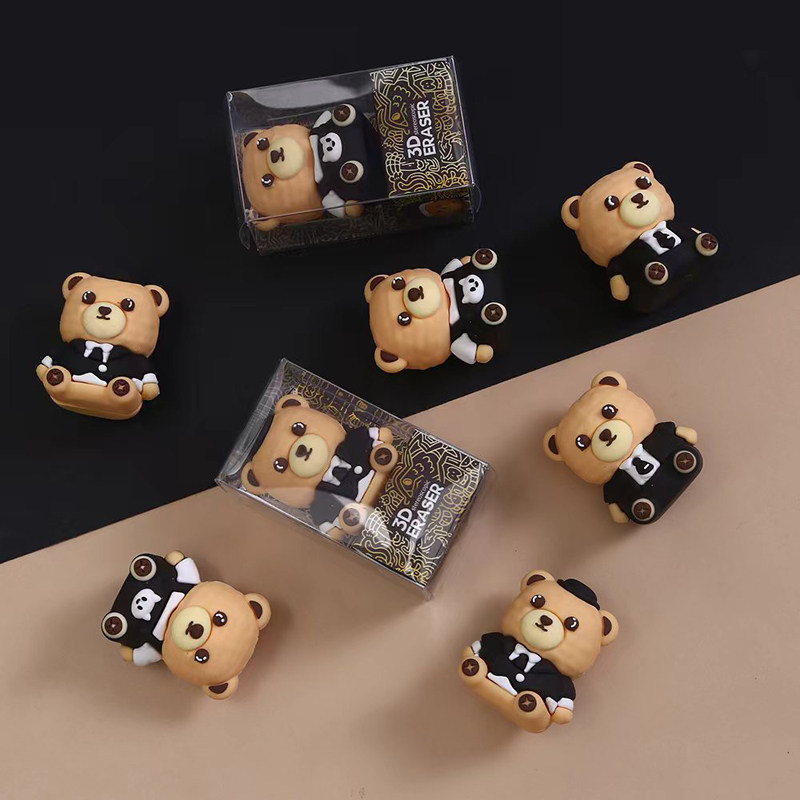 3D橡皮擦超逼真小动物桌面摆件文具收藏品nandy熊立体卡通橡皮擦