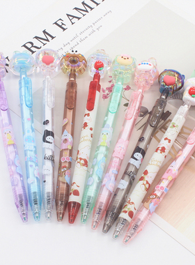 超萌亚克力中性笔高颜值水晶兔小熊卡通少女心按动水笔学生签字笔