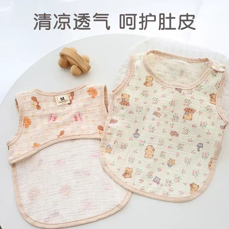肚兜婴儿a类纯棉无袖半背衣按扣背心式新生儿上衣护肚脐夏季薄款