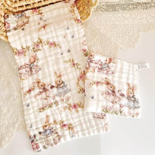 新生婴儿纱布小方巾宝宝洗脸巾儿童毛巾纯棉泡泡纱口水巾长方巾