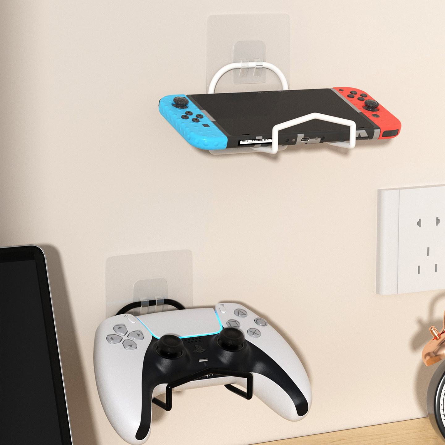游戏手柄支架通用耳机耳麦挂架switch配件收纳架托粘贴壁挂展示架