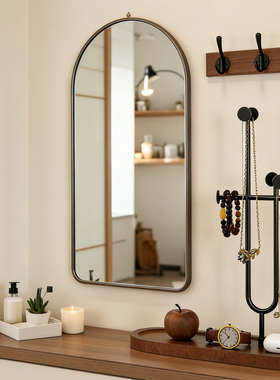 实木桌面装饰摆件置物架入户玄关小型钥匙收纳挂架中古风饰品托盘