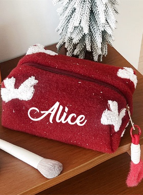 Makeup Bag 定制名字化妆包新娘结婚礼物伴手礼包新年红色礼物袋