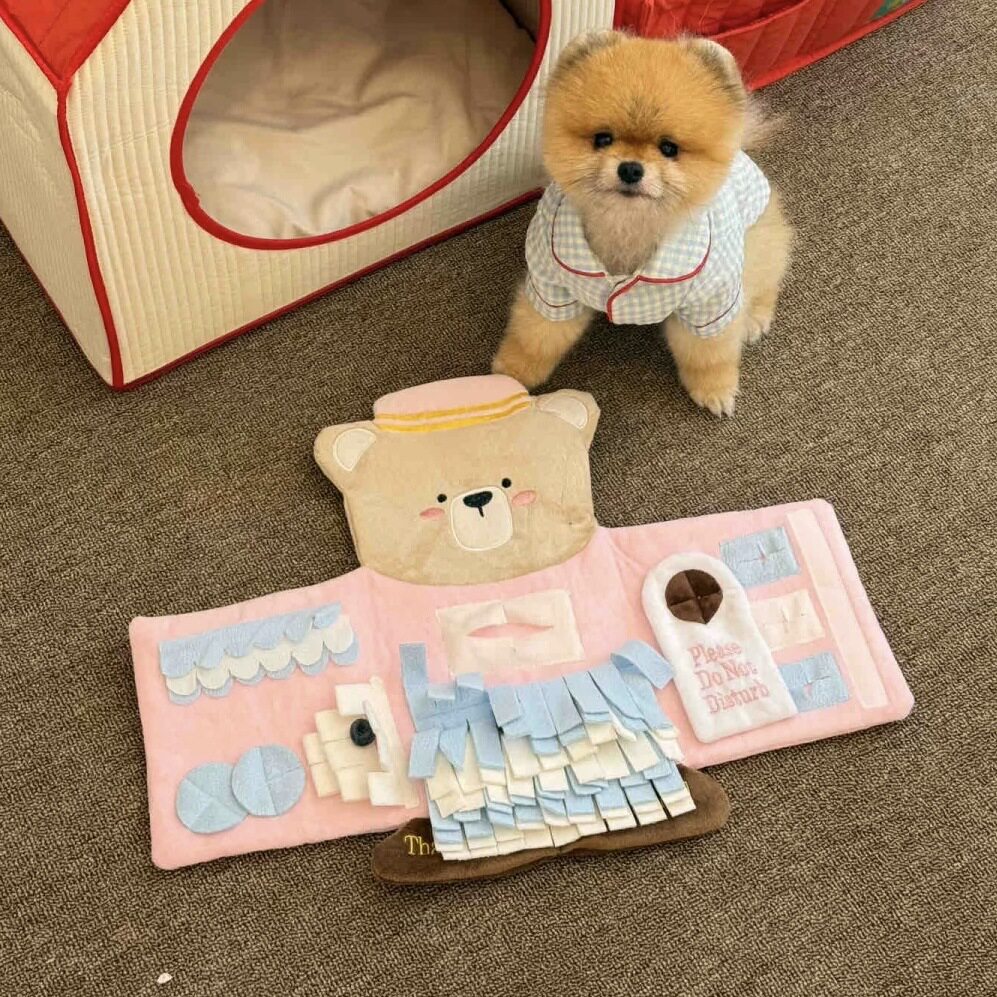 现货ins新款宠物犬酒店小熊藏食毯响纸发声玩具狗狗外贸pet闻嗅垫