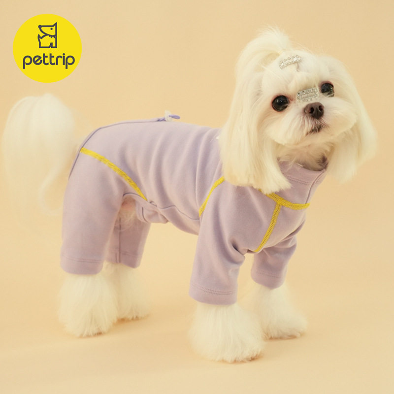 秋冬狗狗衣服保暖绒弹力面料宠物四脚衣小狗家居马尔济斯宠物衣服