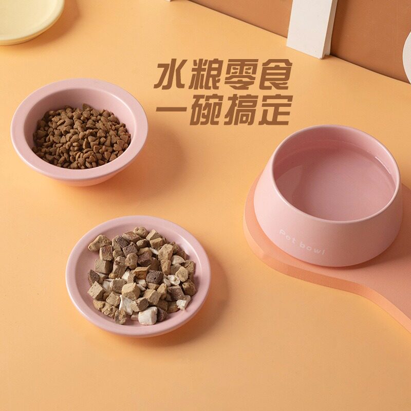 猫碗陶瓷宠物碗三件套狗碗不易打翻猫食盆猫粮碗零食盘猫猫咪水碗图片