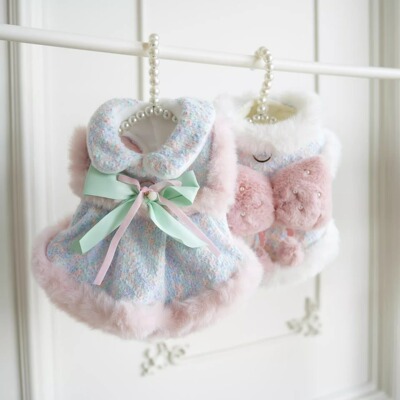 新年狗狗衣服冬季保暖牵引比熊泰迪宠物公主小狗过年喜庆猫咪裙子