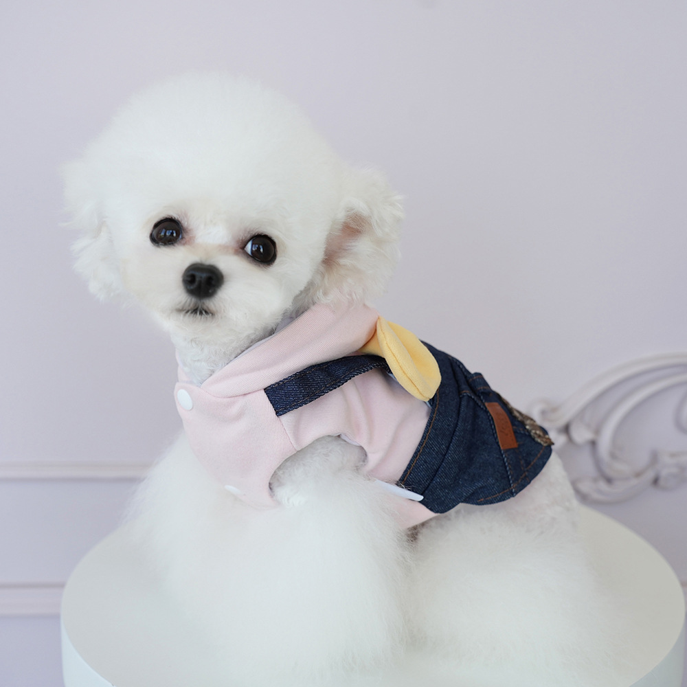 棒棒糖狗狗衣服牵引秋冬新品德绒牛仔背带猫咪棉服保暖宠物冬服