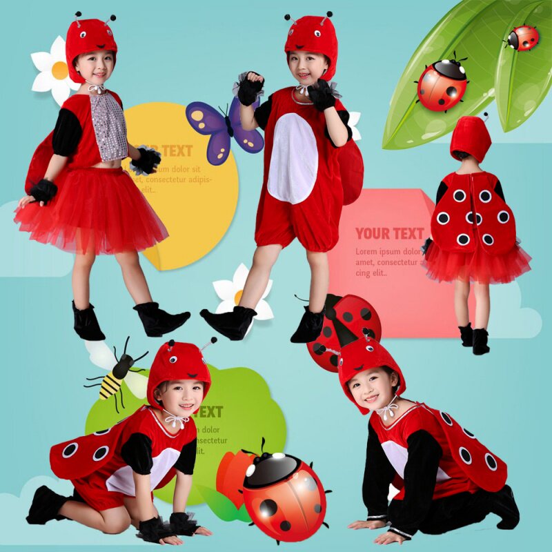 新款儿童动物昆虫七星瓢虫表演服中性蜜蜂蝴蝶金龟子成人演出服装