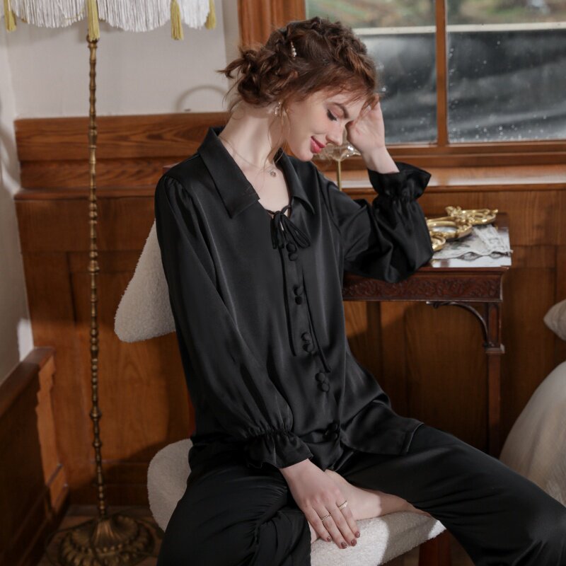 睡衣女春秋款真丝长袖夏季女款2026年新款桑蚕丝绸冬季家居服套装