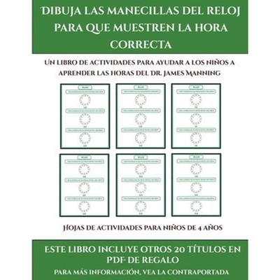 预订Hojas de actividades para ninos de 4 anos (Dibuja las manecillas del reloj para que muestren la hora correcta):Este