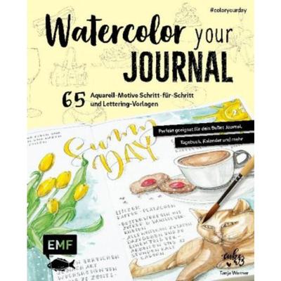 预订【德语】 Watercolor your Journal #coloryourday:65 Aquarell-Motive Schritt-für-Schritt und Le