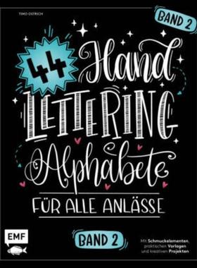 预订【德语】 Handlettering 44 Alphabete. Bd.2:44 Alphabete für alle Anlässe. Mit Schmuckelemente
