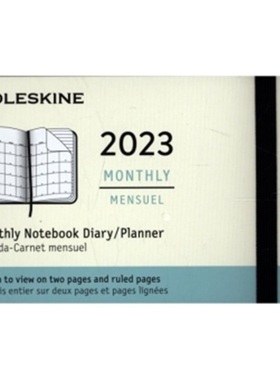 预订【德语】 Moleskine 12 Monate Monats Notizkalender 2023, Large/A5, Schwarz[8056420859997]