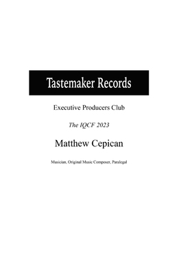 按需印刷Tastemaker Records Executive Producers Club The IQCF 2023[9781387646203]