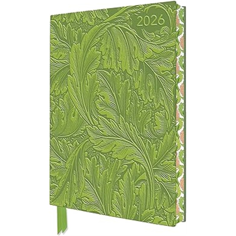 现货William Morris: Acanthus 2026 Artisan Art Vegan Leather Diary Planner - Page to [9781835624791]