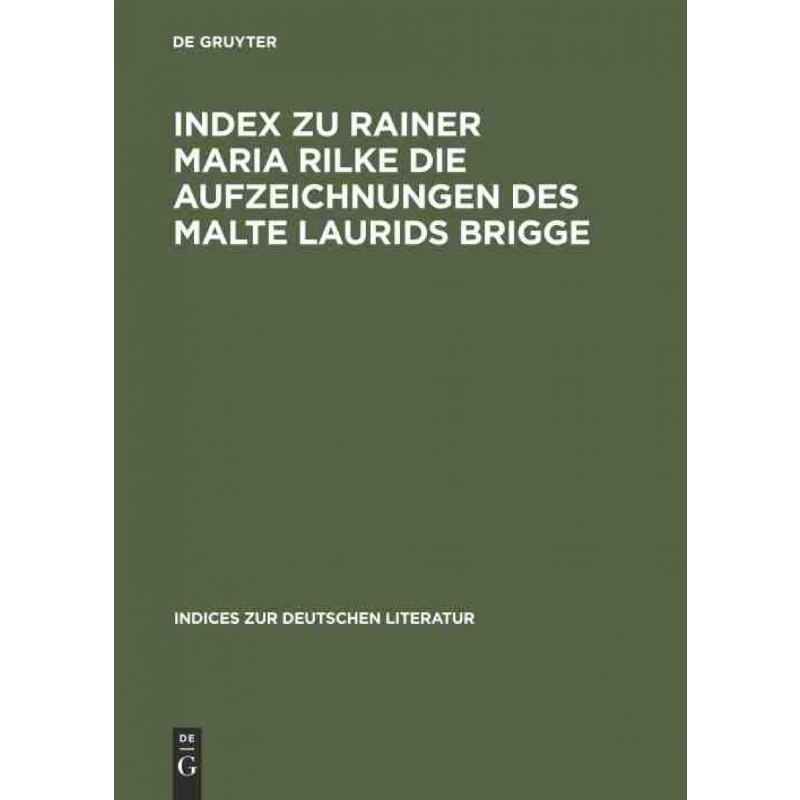 按需印刷DEG Index zu Rainer Maria Rilke Die Aufzeichnungen des Malte Laurids Brigge[9783484380066]