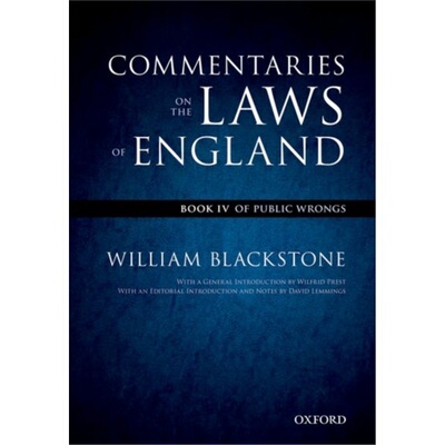 预订Oxford Edition of Blackstone's: Commentaries on the Laws of England[9780199601028]