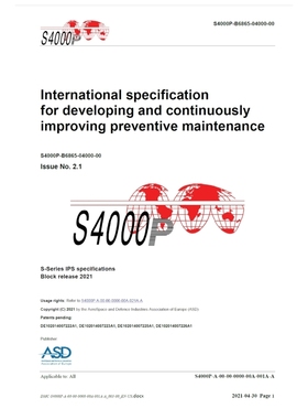 预订S4000P, International specification for developing and continuously improving preventive maintenance
