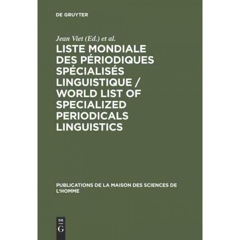 预订DEG Liste mondiale des périodiques spécialisés linguistique   World List of Specialized Periodicals