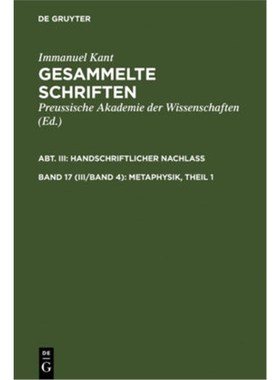 预订【德语】Metaphysik, Theil 1. Hälfte.1: